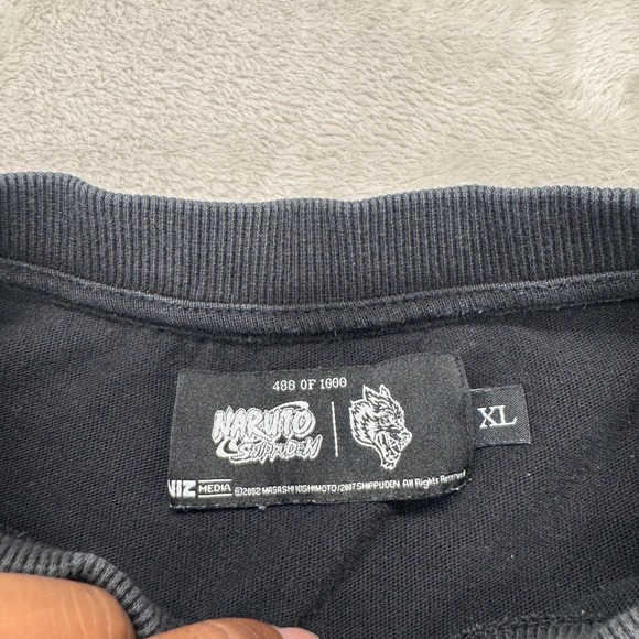 Darc Sport X Naruto Shippuden Akatsuki Clouds Wolf Shirt Mens XL Black Preowned - Picture 3 of 5